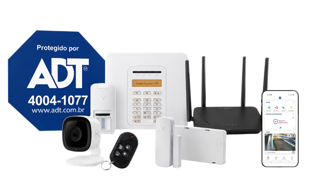 Kit ADT com câmera, alarme e app